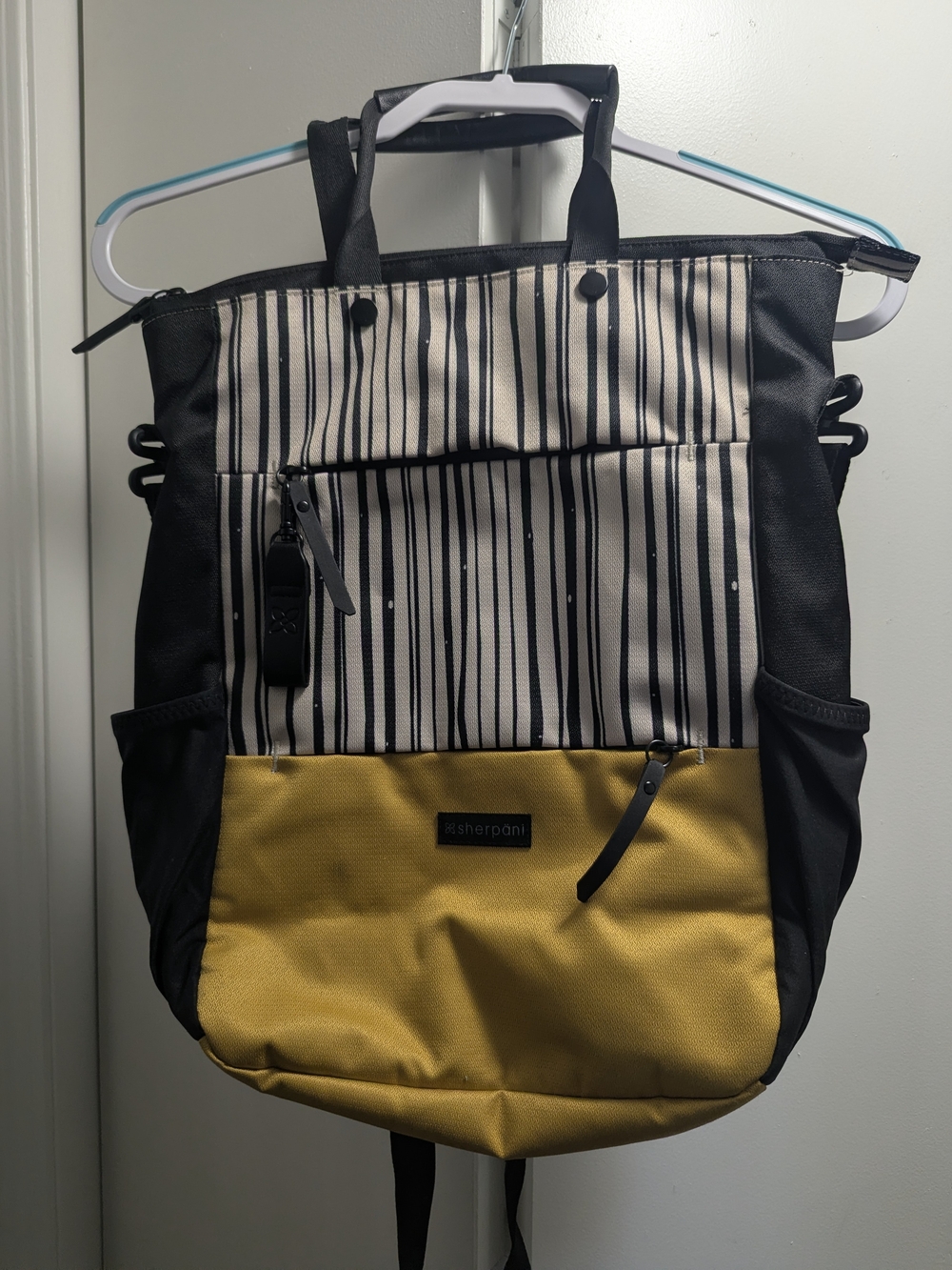 Sherpani Travel Yellow & Black Striped Backpack Tote
